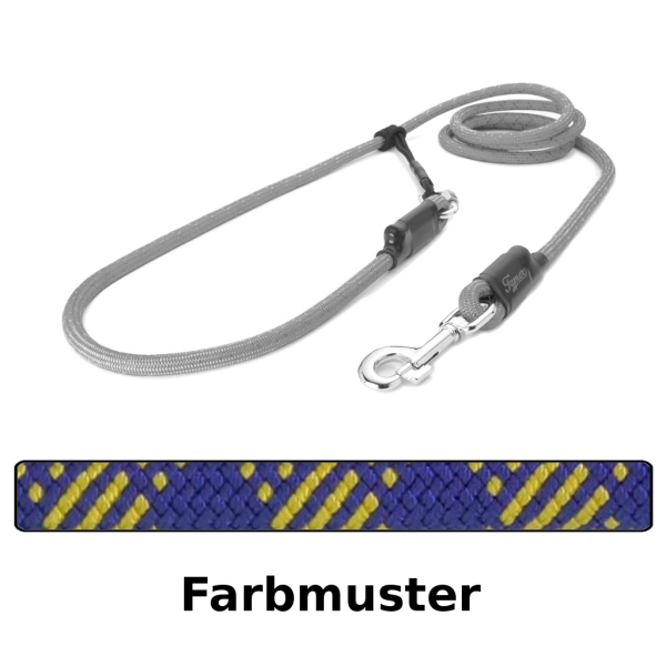 EASYLONG Hundeleine - L - 2,5m - dunkelblau mit gelben Linien